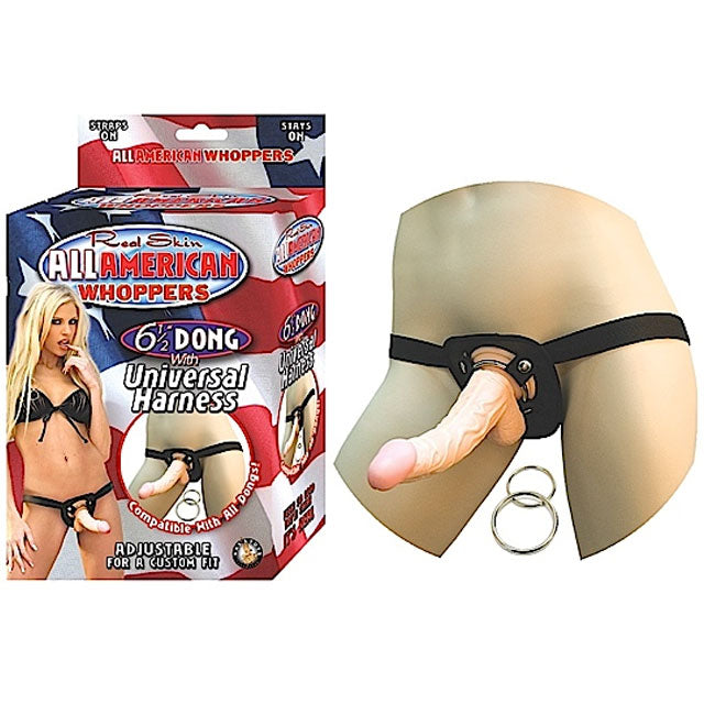 All American Whoppers 6.5in. Dong with Universal Harness