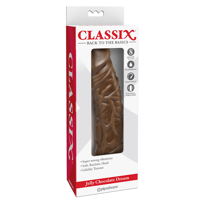 Pipedream Classix Jelly Chocolate Dream 8 in. Realistic Vibrating Dildo Brown