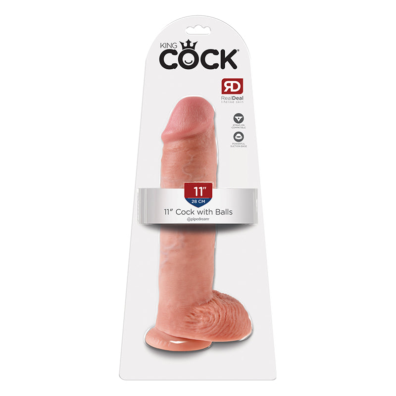 Pipedream King Cock 11 in. Cock With Balls Realistic Suction Cup Dildo Beige
