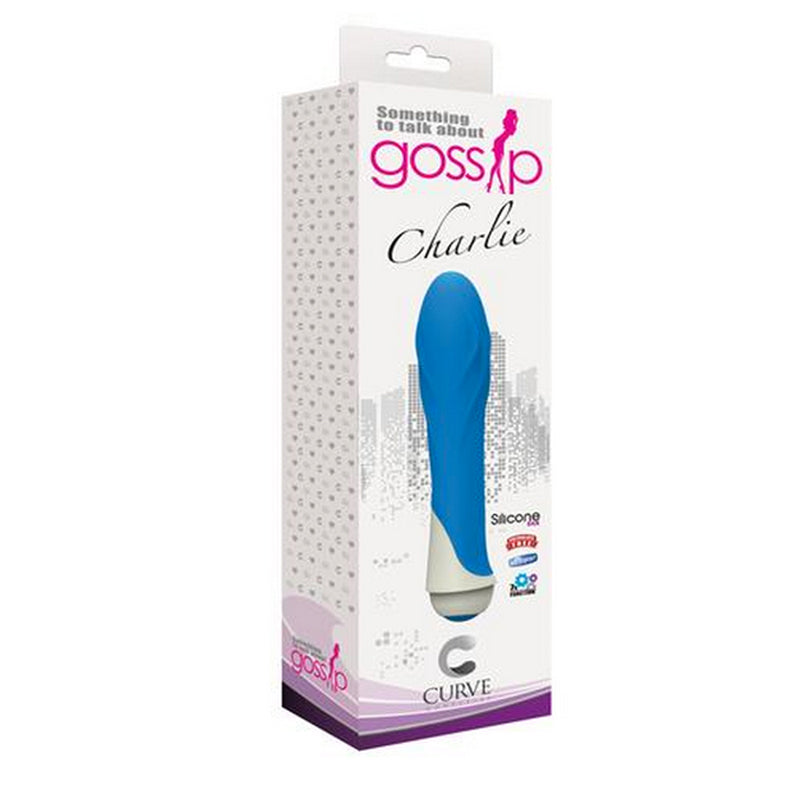 Curve Toys Gossip Charlie Waterproof Textured Silicone Vibrator Azure