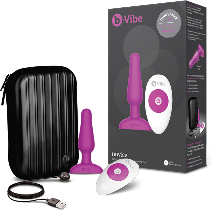 b-Vibe Novice Rechargeable Remote-Controlled Vibrating Silicone Anal Plug Fuchsia