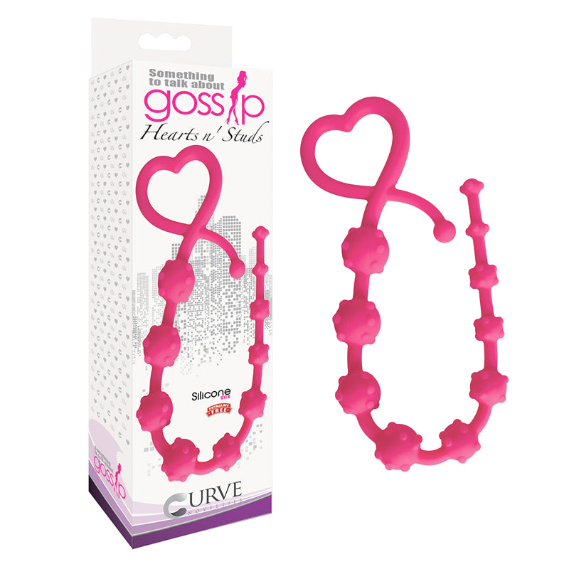 Curve Toys Gossip Hearts N Studs Silicone Nubbed Anal Beads Magenta