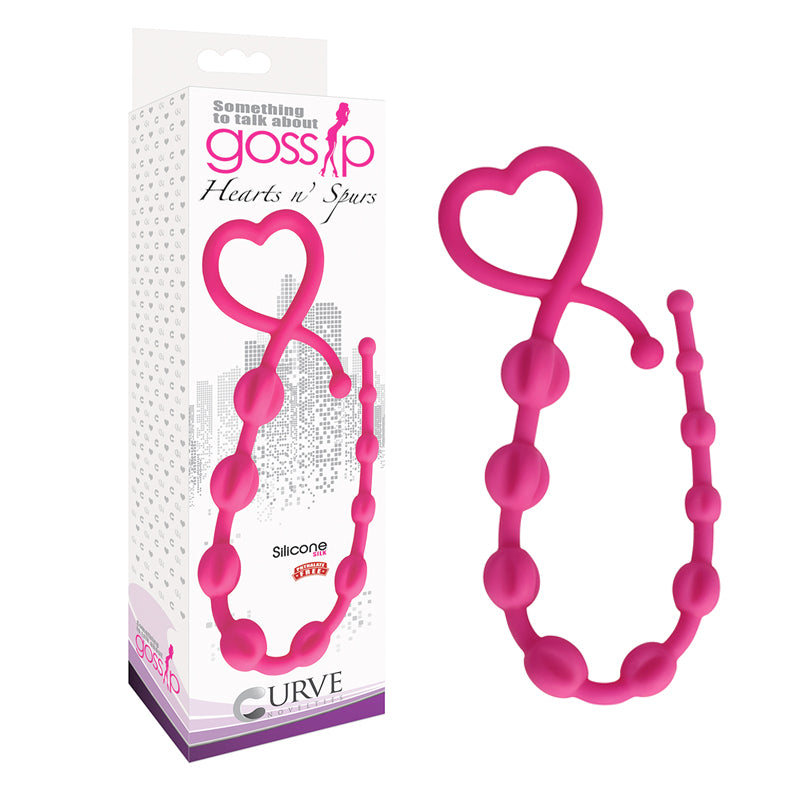 Curve Toys Gossip Hearts N Spurs Silicone Ridged Anal Beads Magenta
