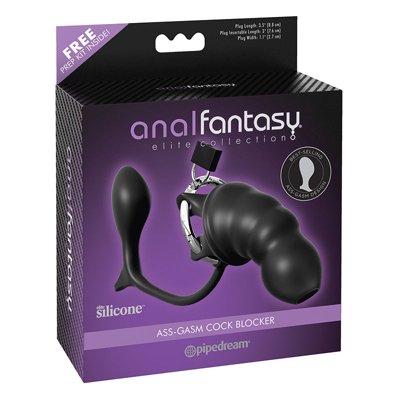 Pipedream Anal Fantasy Elite Collection Ass-Gasm Cock Blocker Chastity Cock Cage Black