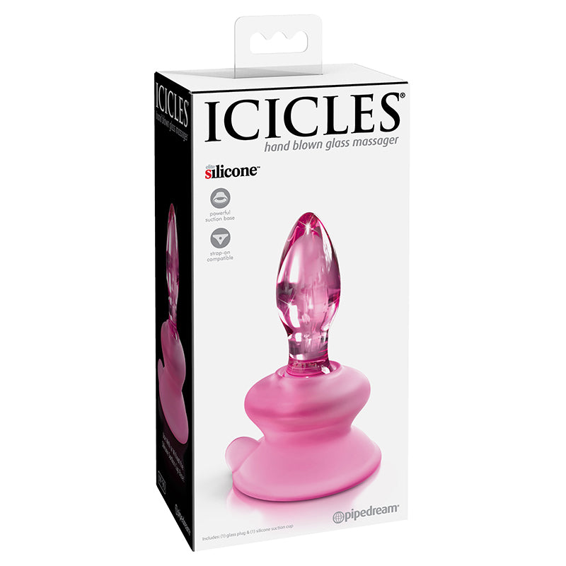 Pipedream Icicles No. 90 Glass Anal Plug With Suction Cup Pink