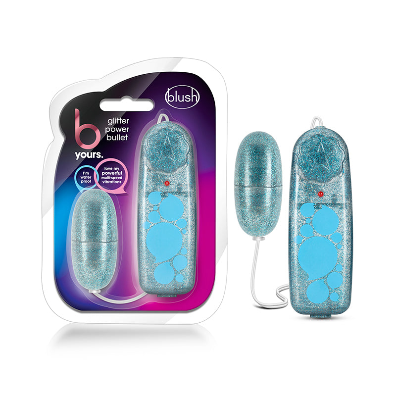 Blush B Yours Glitter Power Bullet Remote-Controlled Egg Vibrator Blue
