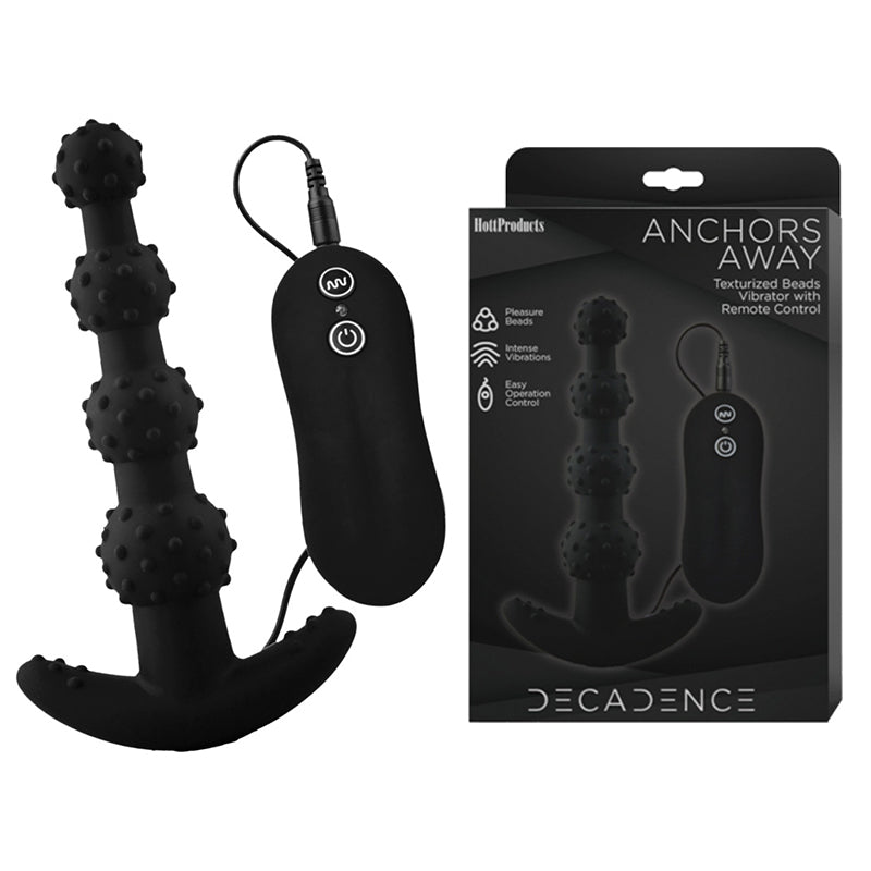 Decadence Anchors Away Anal Beads With Wire Controller Black