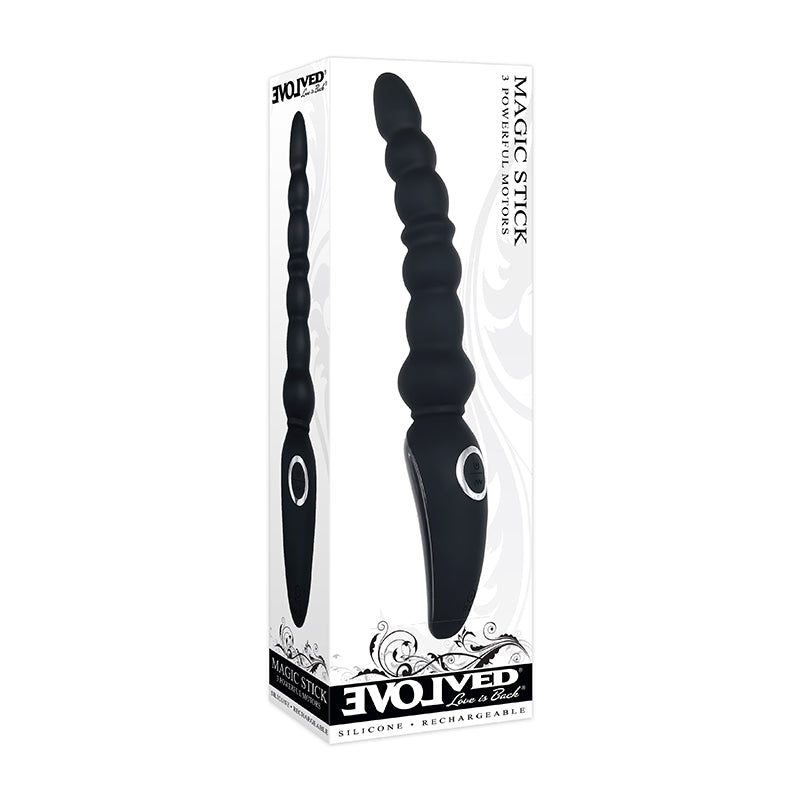 Evolved Magic Stick Rechargeable Poseable Silicone Beaded Vibrator Black