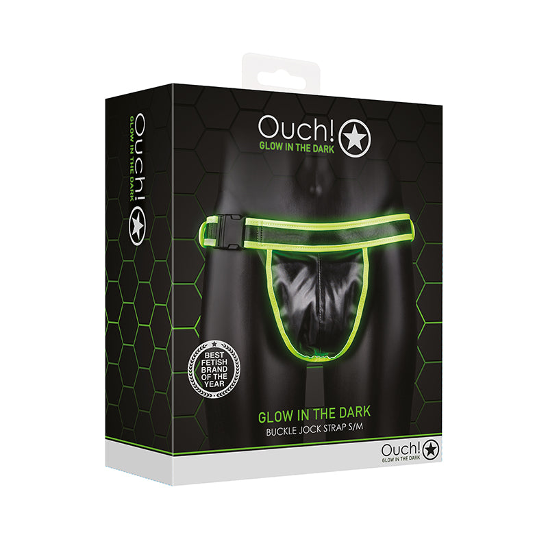 Ouch! Glow in the Dark Buckle Jock Strap Neon Green S/M