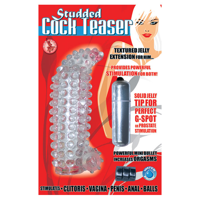 Studded Cock Teaser Waterproof Penis Extension With Bullet