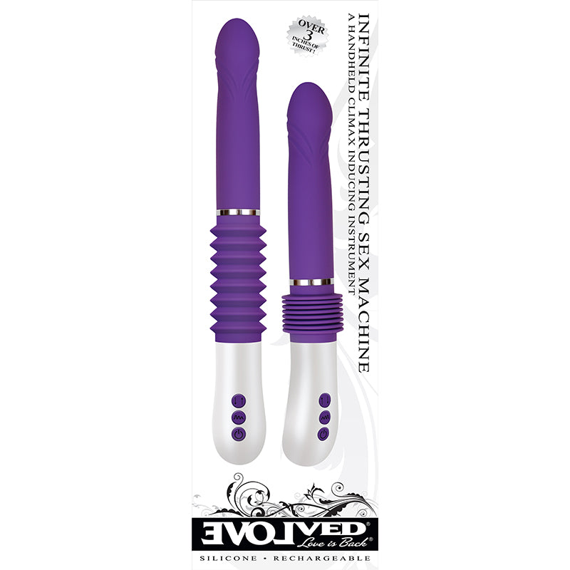 Evolved Infinite Thrusting Sex Machine Rechargeable Silicone Vibrator Purple