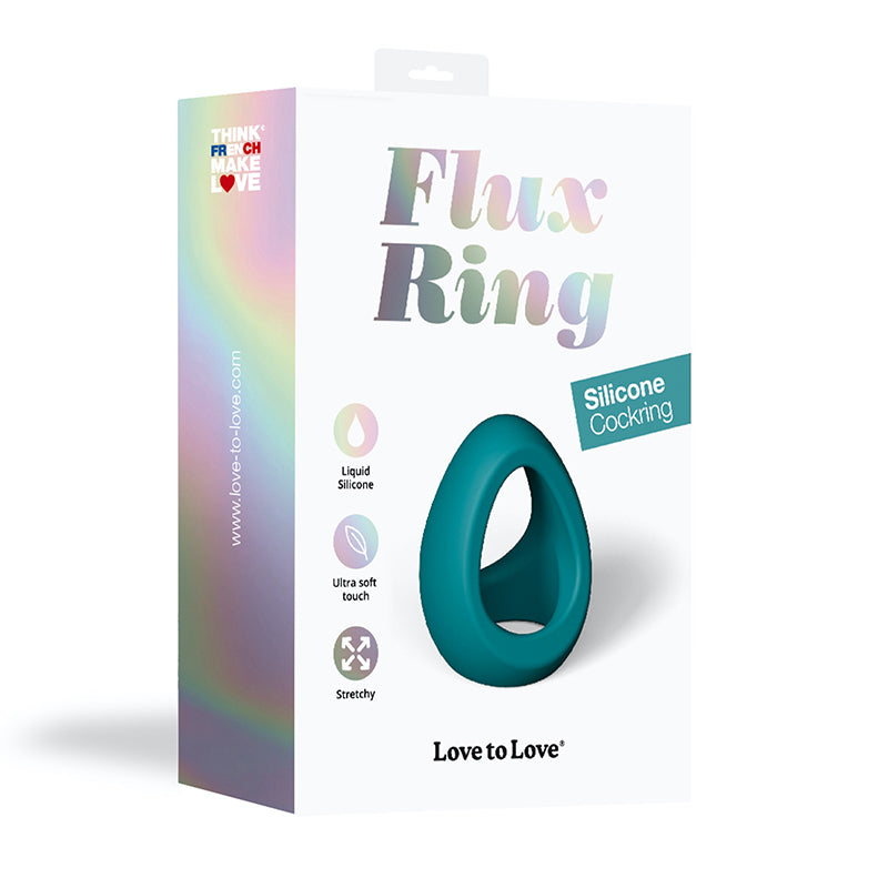 Love to Love Flux Ring Silicone Cock & Ball Ring Teal Me