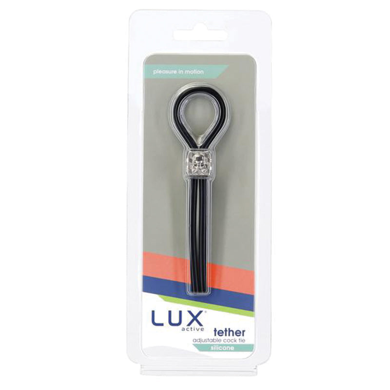 Lux Active Tether Adjustable Cock Tie Silicone Black  Lasso/Bolo