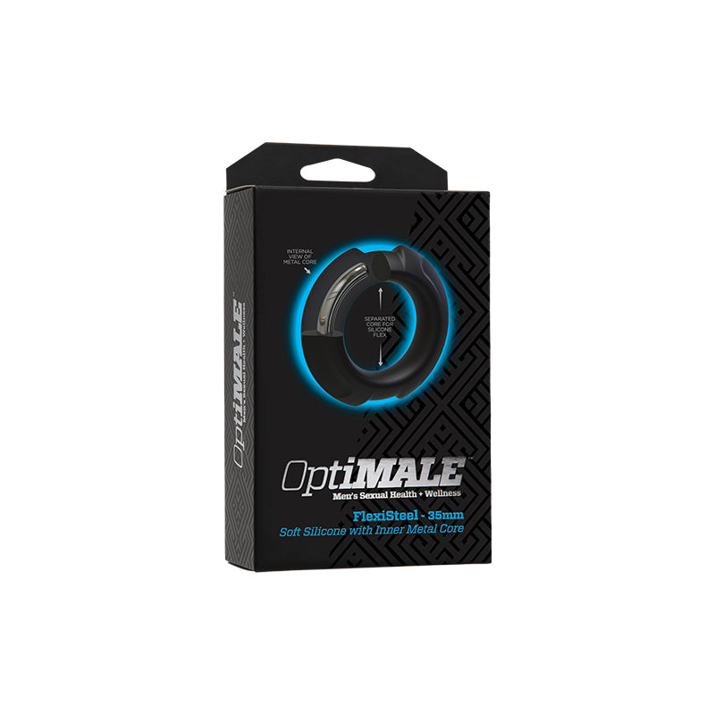 OptiMALE FlexiSteel Silicone, Metal Core Cock Ring 35 mm Black