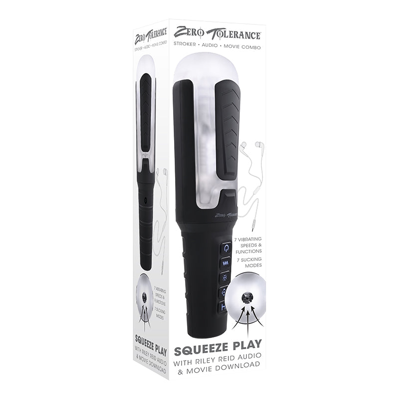 Zero Tolerance Squeeze Play Squeezable Vibrating Suction Stroker with Riley Reid