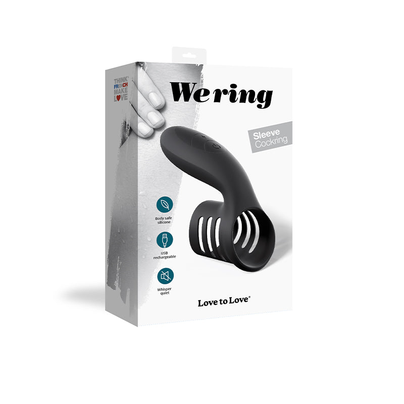 Love to Love We Ring Rechargable Silicone Vibrating Sleeve Cockring Black Onyx