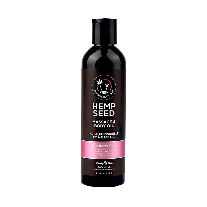 Earthly Body Hemp Seed Massage & Body Oil Zen Berry Rose 8 oz.