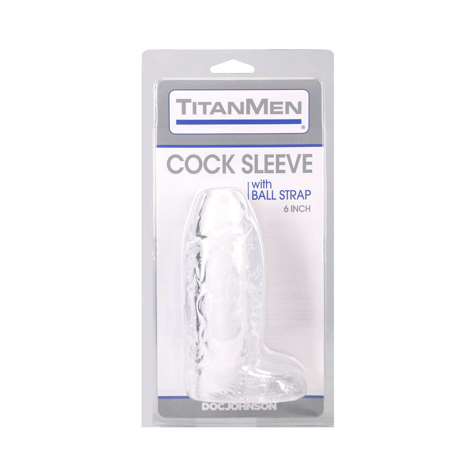 TitanMen Cock Sleeve with Ball Strap 6 in. Clear