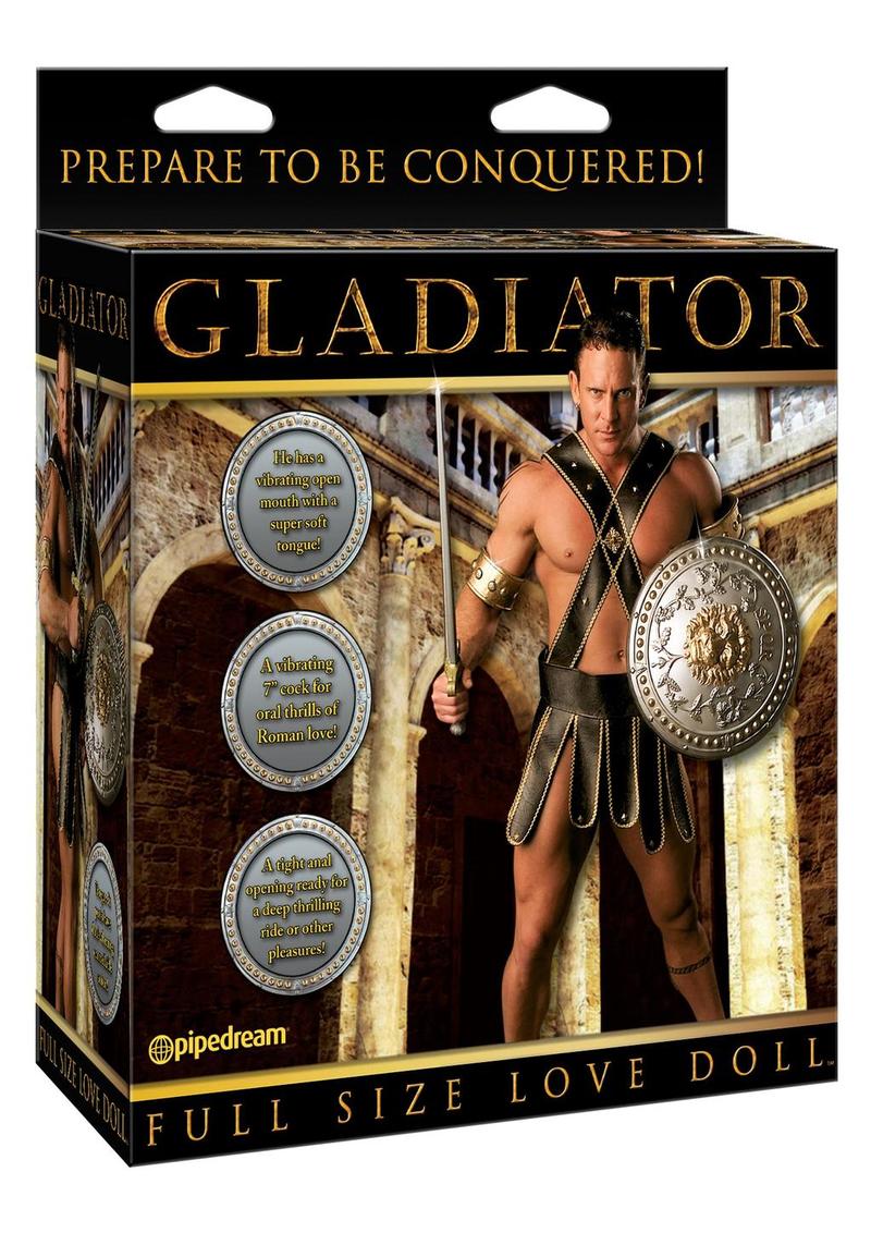 Gladiator Full Size Vibrating Inflatable Love Doll with Dildo and Wired Remote Control - Vanilla