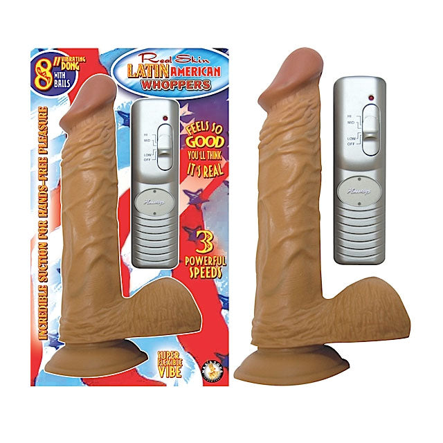 Latin American Whoppers 8in. Straight Vibrating Dong With Balls