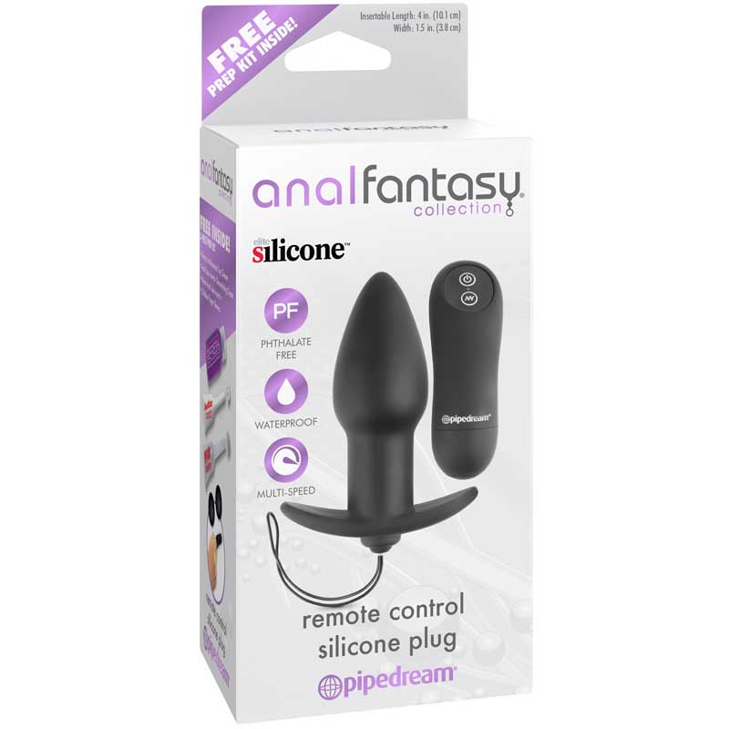 Pipedream Anal Fantasy Collection Vibrating Remote Control Silicone Plug Black