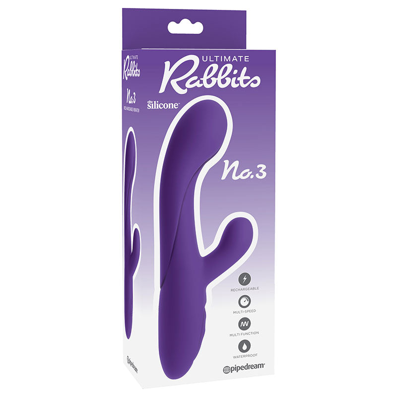 Pipedream Ultimate Rabbits No. 3 Rechargeable Silicone Dual Stimulation Vibrator Plum