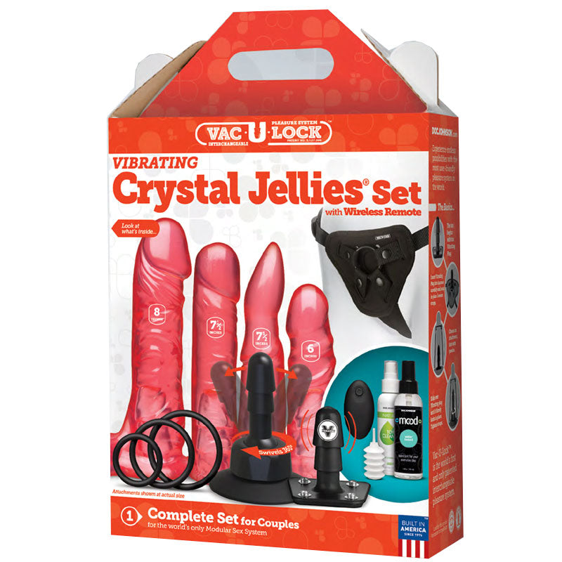 Vac-U-Lock - Vibrating Crystal Jellies Set- Pink