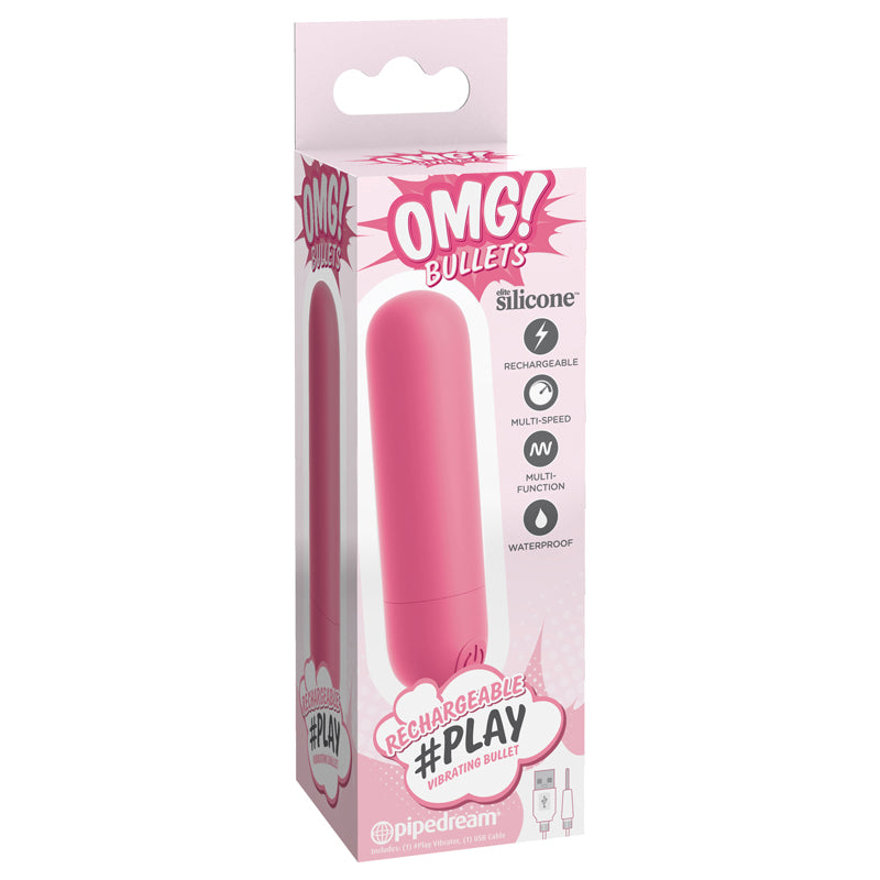 Pipedream OMG! Bullets #Play Rechargeable Silicone Vibrating Bullet Pink