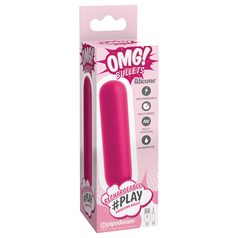 Pipedream OMG! Bullets #Play Rechargeable Silicone Vibrating Bullet Fuchsia