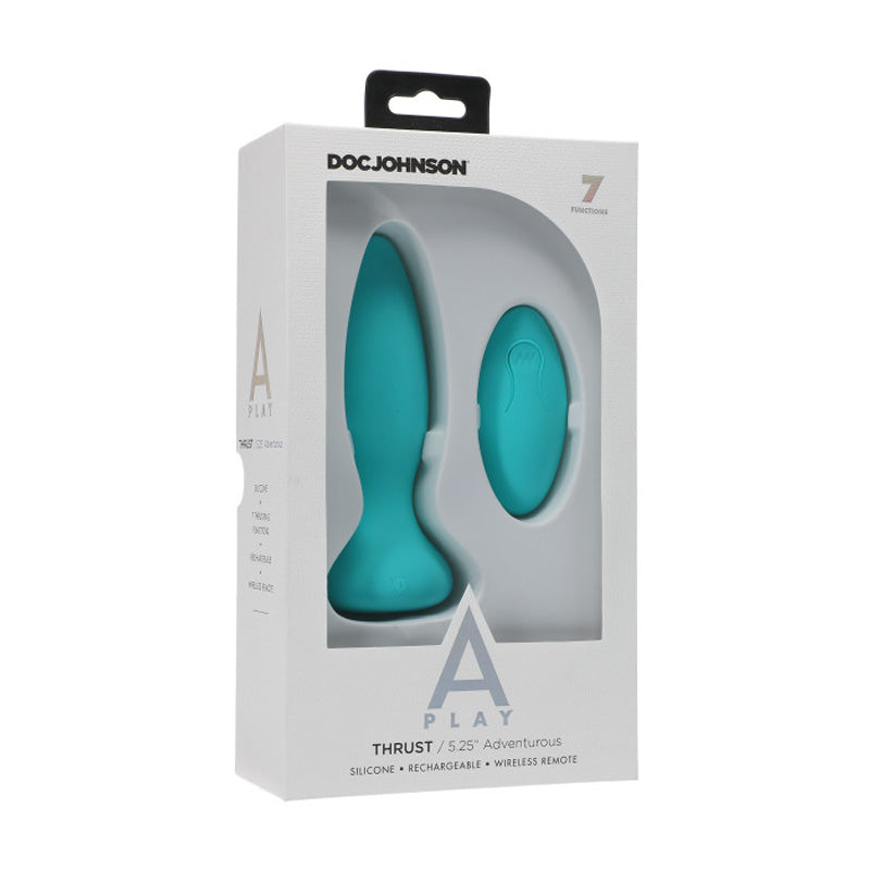 A-Play Thrust Adventurous Rechargeable Silicone Anal Plug with Remote Teal