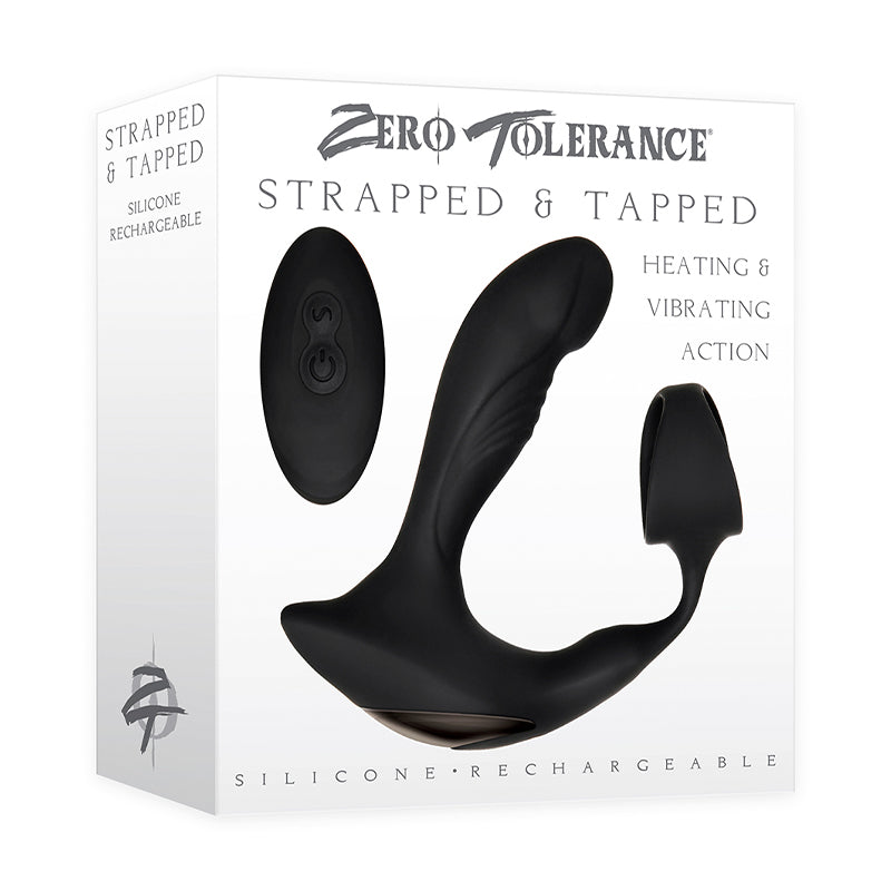 Zero Tolerance Strapped & Tapped Heating, Vibrating Prostate Massager, C-Ring Black