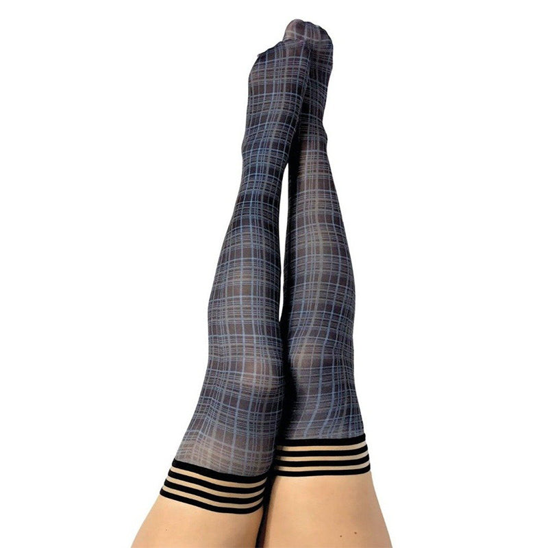 Kixies Debbie Plaid Thigh-High Navy Size A