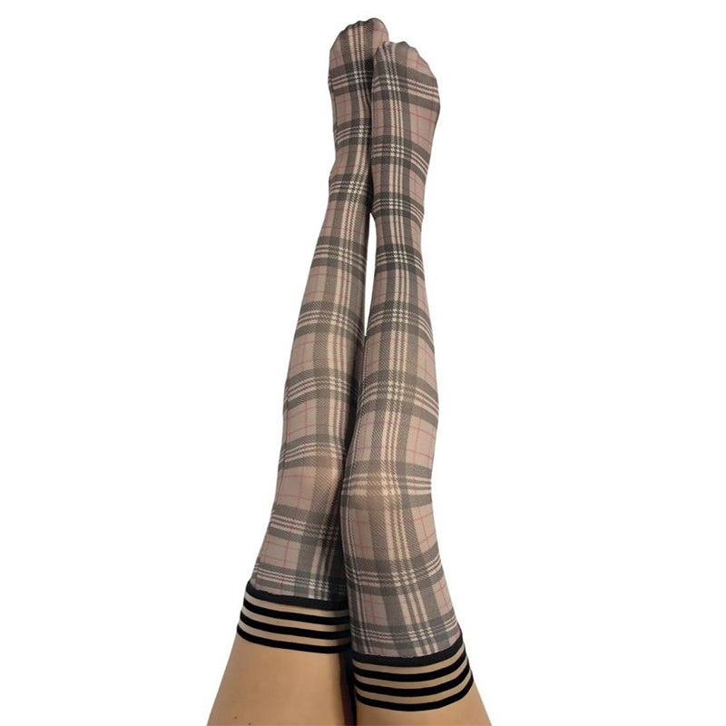 Kixies Lori Plaid Thigh-High Tan/Grey Size A