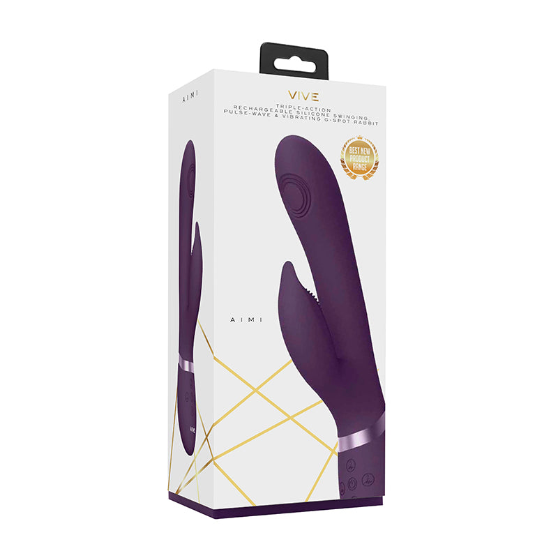 VIVE AIMI Rechargeable Swinging Pulse-Wave Silicone Rabbit Vibrator Purple