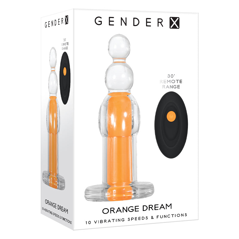 Gender X Orange Dream Rechargeable Remote-Controlled Vibrating Beaded Anal Plug Clear/Orange