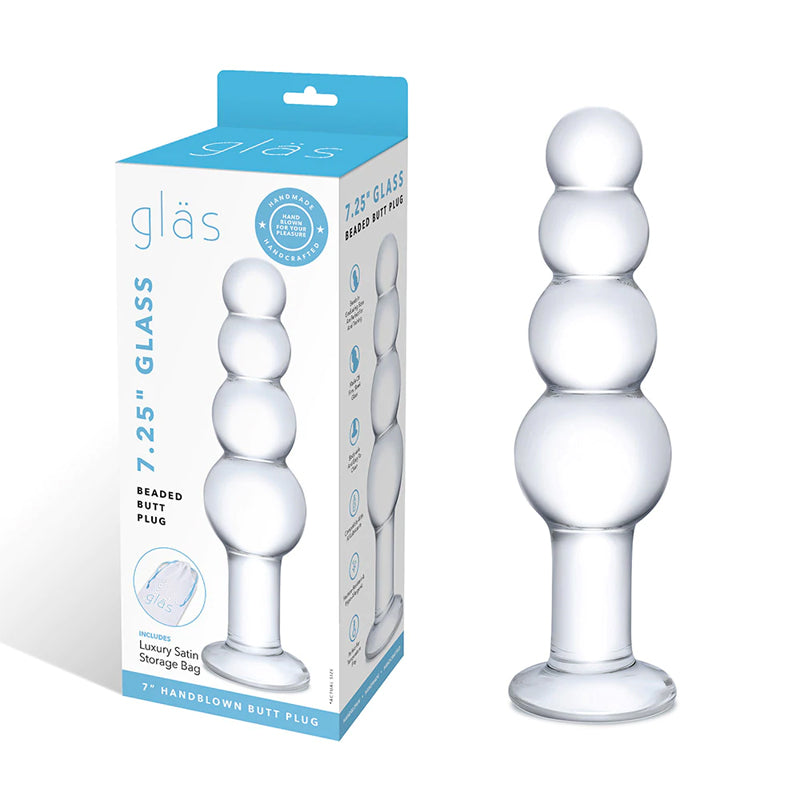 Glas 7.25 in. Glass Beaded Butt Plug