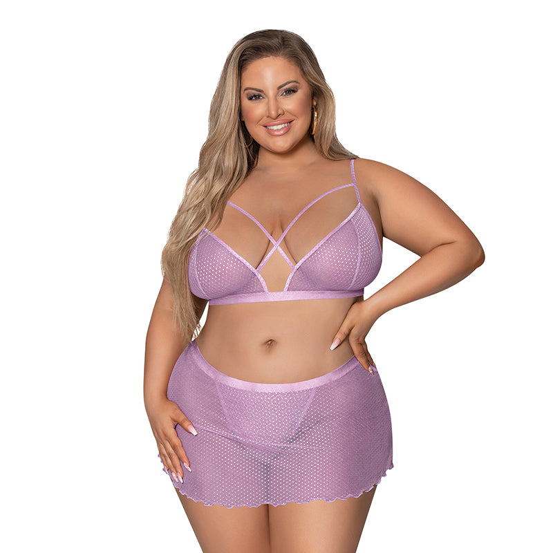 Magic Silk Girl Next Door Bralette With Skirt Lilac Queen Size