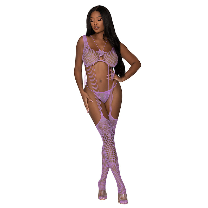 Magic Silk Seamless Body Stocking & G-String Set Lavender OS