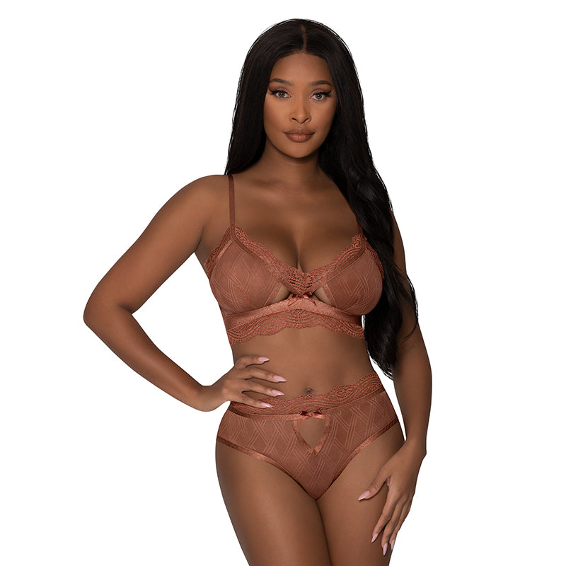 Magic Silk Caramel Kiss Bralette & G-String Panty Caramel S/M