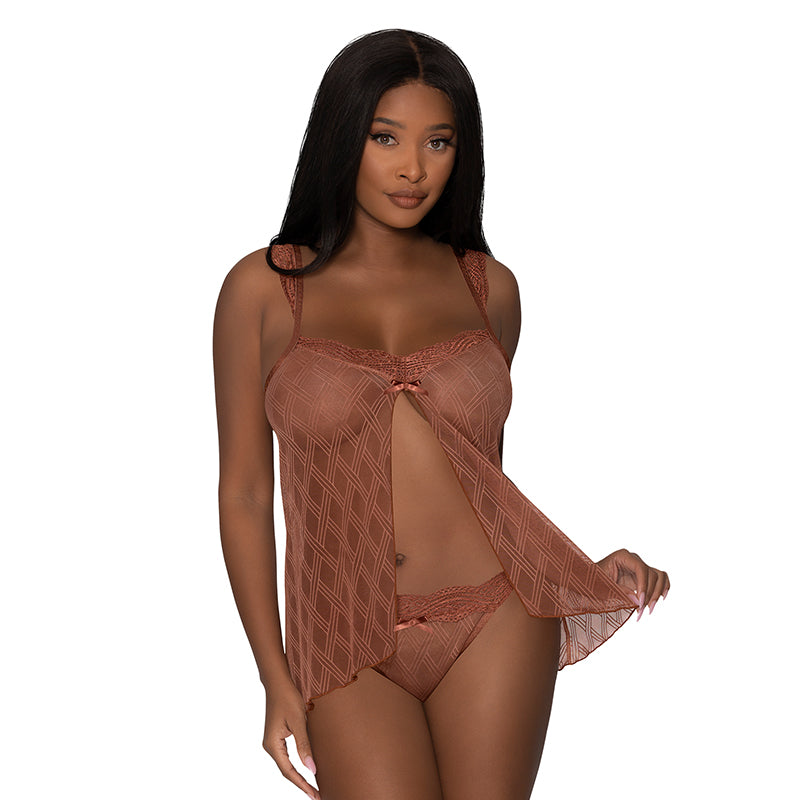 Magic Silk Caramel Kiss Babydoll & Thong Caramel L/X