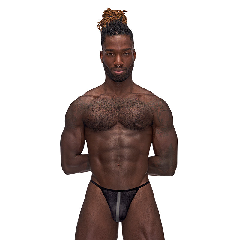 Male Power Landing Strip Micro Thong Black S/M