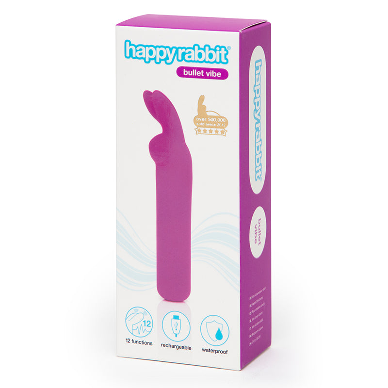 Happy Rabbit Rechargeable Silicone Bullet Vibrator With Ears Purple