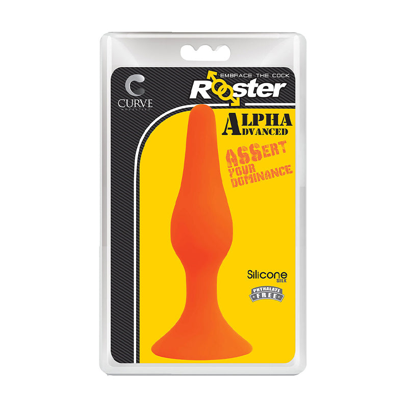 Curve Toys Rooster Alpha Advanced Silicone Anal Plug with Suction Cup Orange