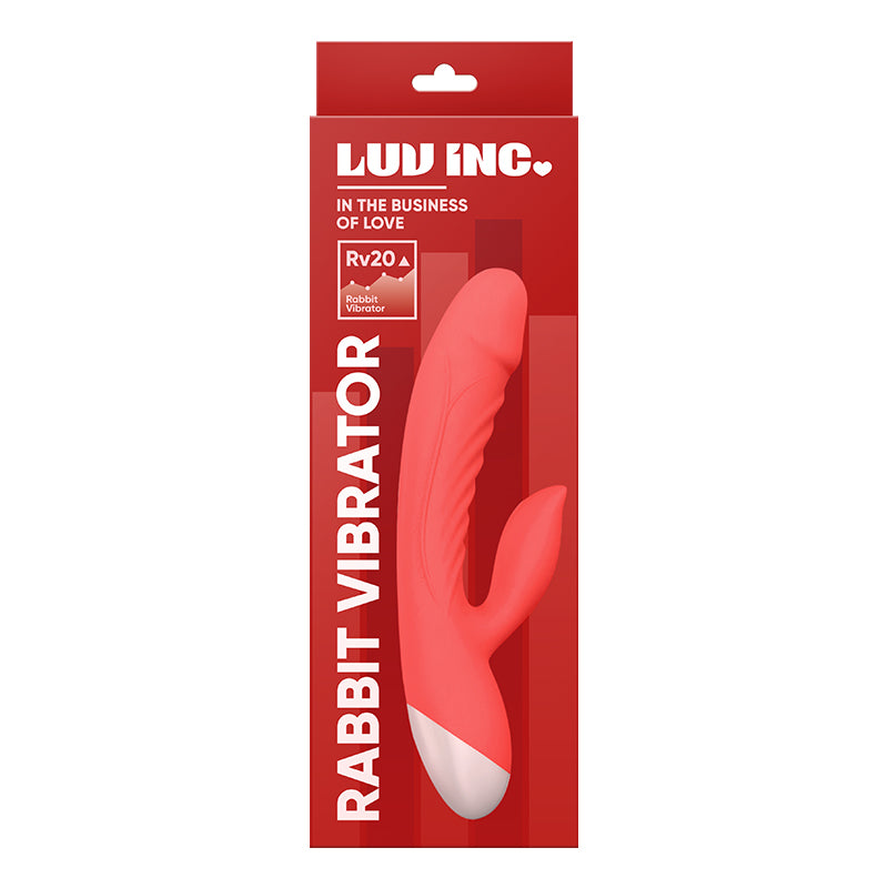 Luv Inc Rv20 Rabbit Vibrator Rechargeable Silicone Dual Stimulator Coral