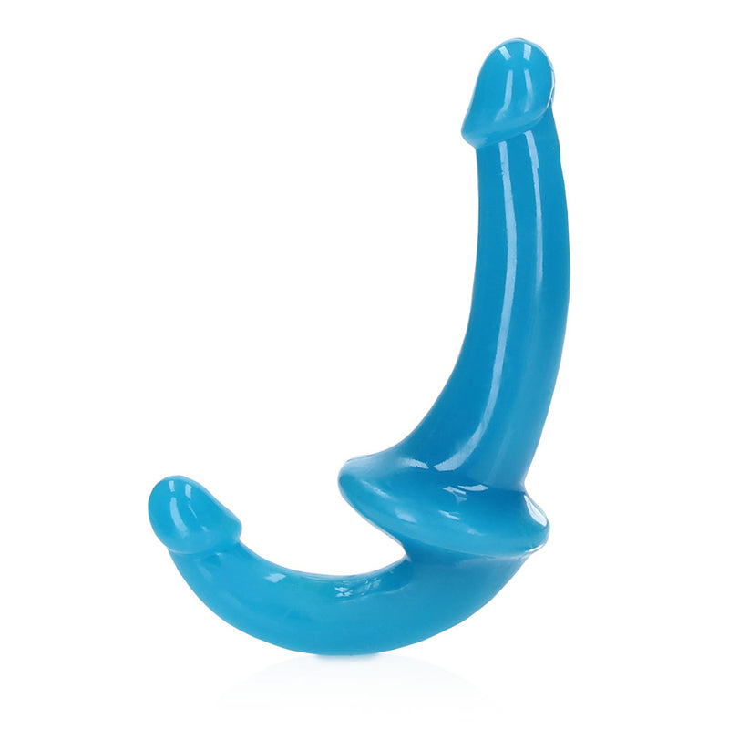 RealRock Glow in the Dark 6 in. Strapless Strap-On Dildo Neon Blue