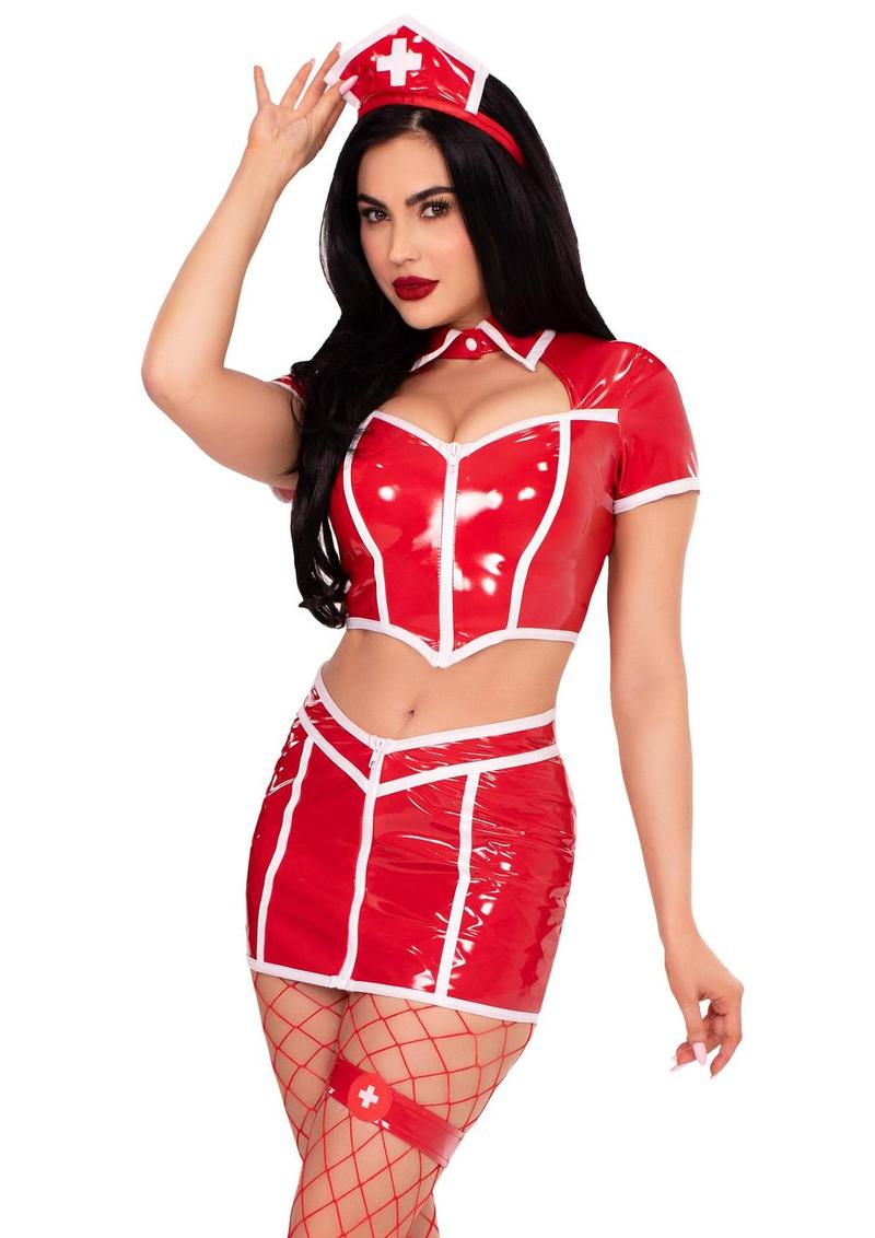 Red Alert Nurse Costume 4pc Red Lg