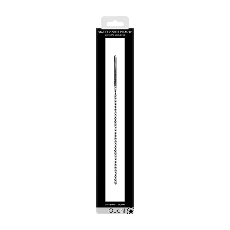 Ouch! Urethral Sounding Beaded Stainless Steel Dilator 6 mm