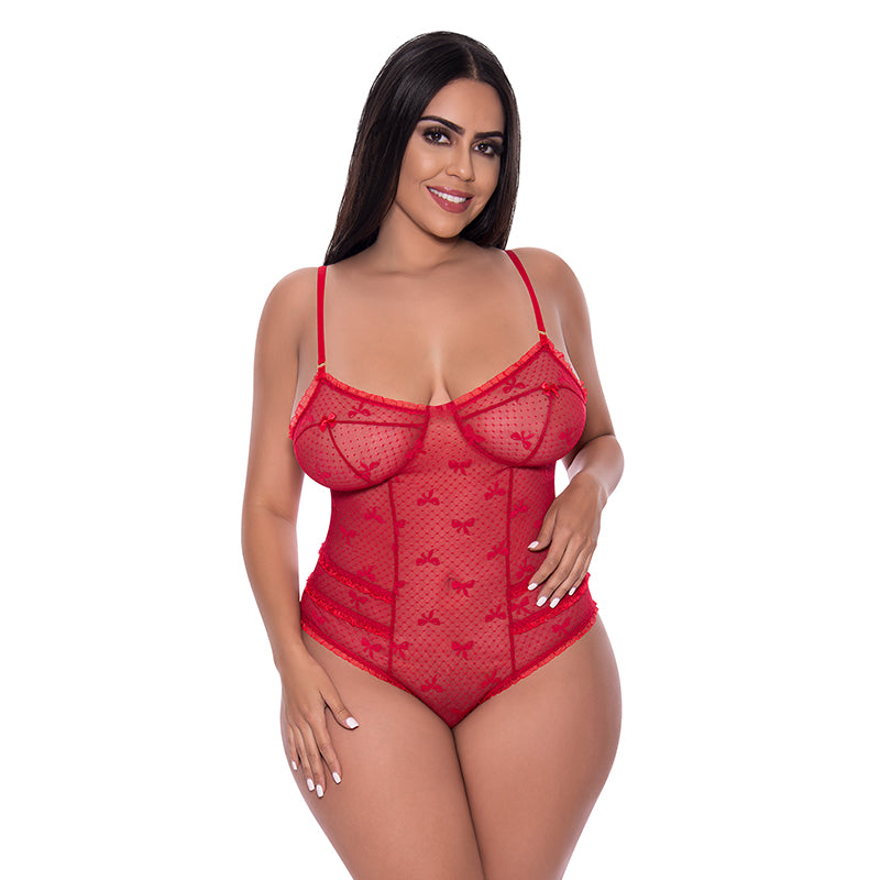 Magic Silk With Love Cheeky Teddy with Snap Crotch Red Queen