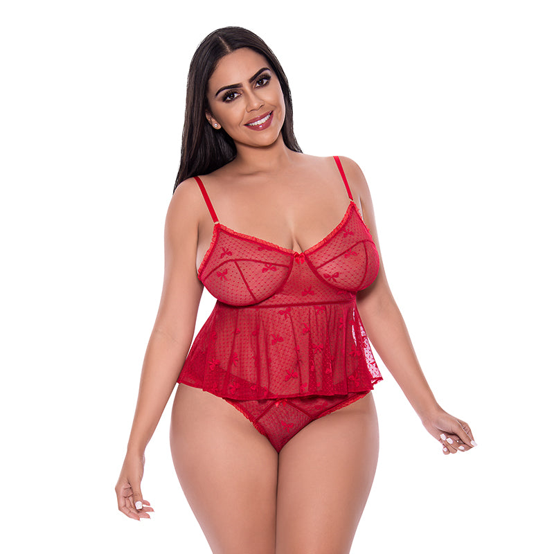 Magic Silk With Love Flutter Cami & Cheeky Panty Set Red Queen