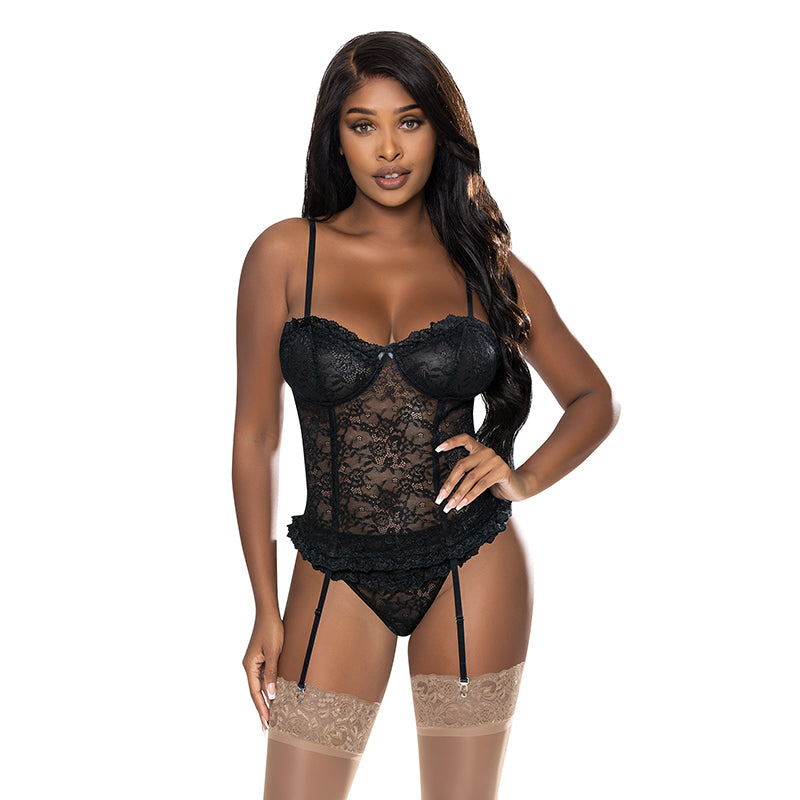 Magic Silk Ooh La Lace Bustier & Panty Set Black S/M